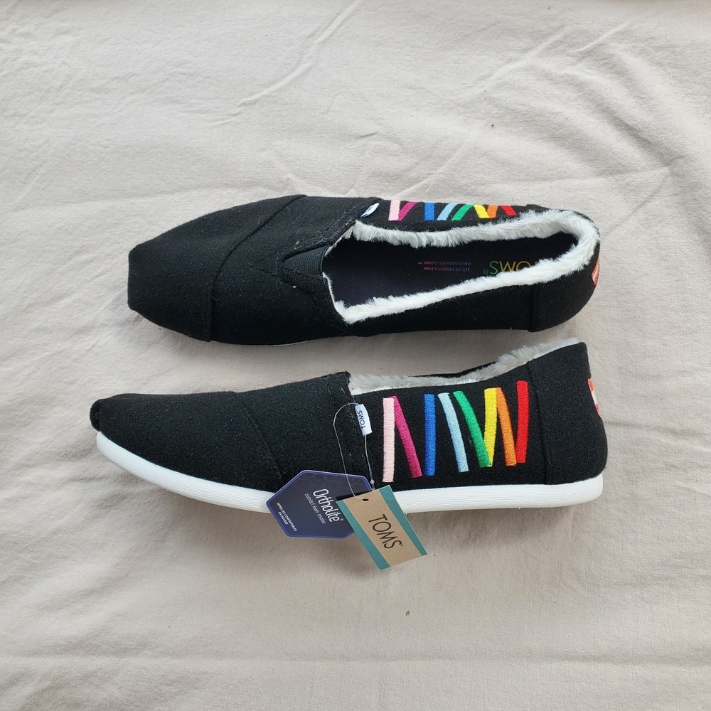 Toms Alpargata Mens 12 Rainbow Felt NEW Pride Festival LGBTQ Colorful Ortholite